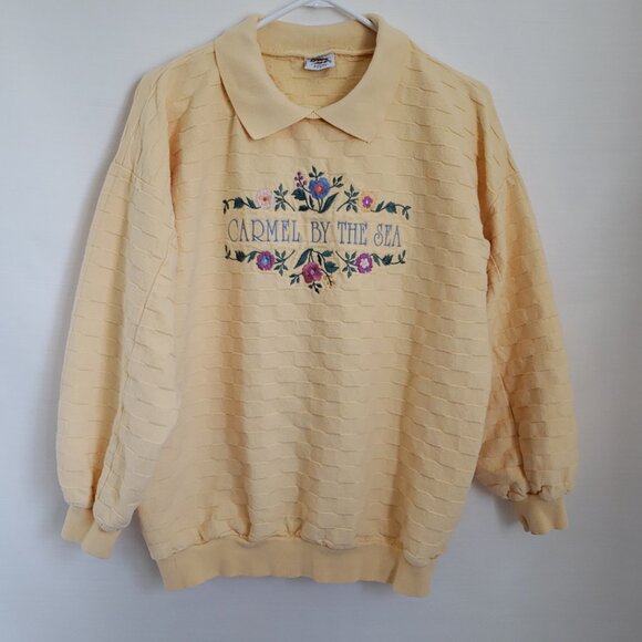 Vintage Cottagecore grandmacore polo Pullover Sweater Carmel by The Sea - Picture 6 of 6